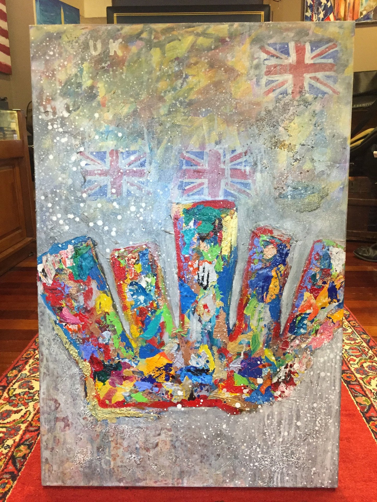 Art | Crown 2 | Original Mixed Media on Gallery Canvas by Fabiano Amin | 36" x 24"-Mixed Media-Sterling-and-Burke