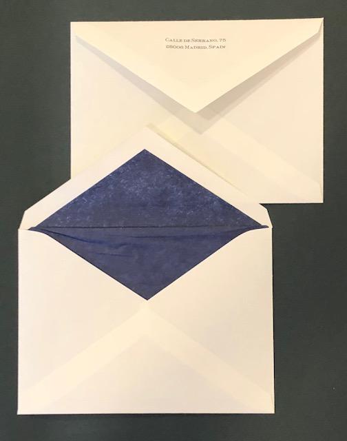 Bespoke Stationery | Envelope Only with Lining and Return Address | Hand Engraved | Sterling and Burke Ltd-Custom Stationery-Sterling-and-Burke