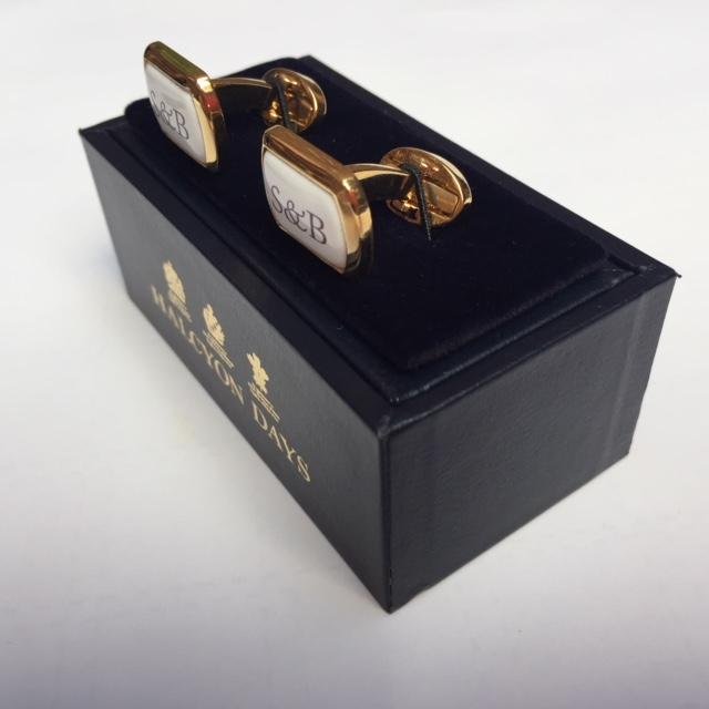 Halcyon Days Custom Monogram Enamel Cufflinks-Cufflinks-Sterling-and-Burke