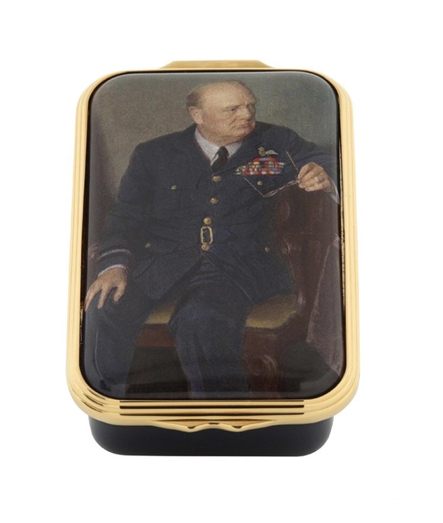 Halcyon Days Churchill Portrait by Chandor Enamel Box, Small-Enamel Box-Sterling-and-Burke