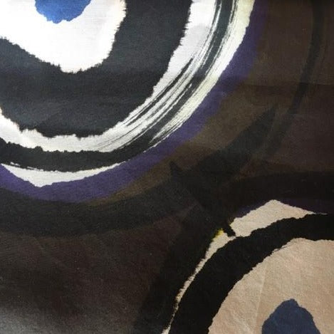 Hand Painted Silk Scarf | One of a Kind Black Art Scarf | Black Ying Yang Square | 44 by 44 Inch | Made in USA-SCARVES-Sterling-and-Burke