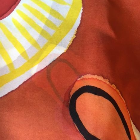 Hand Painted Silk Scarf | One of a Kind Orange Art Scarf | Orange Fruit Silk Rectangle | 22 by 86 Inch | Made in USA-SCARVES-Sterling-and-Burke