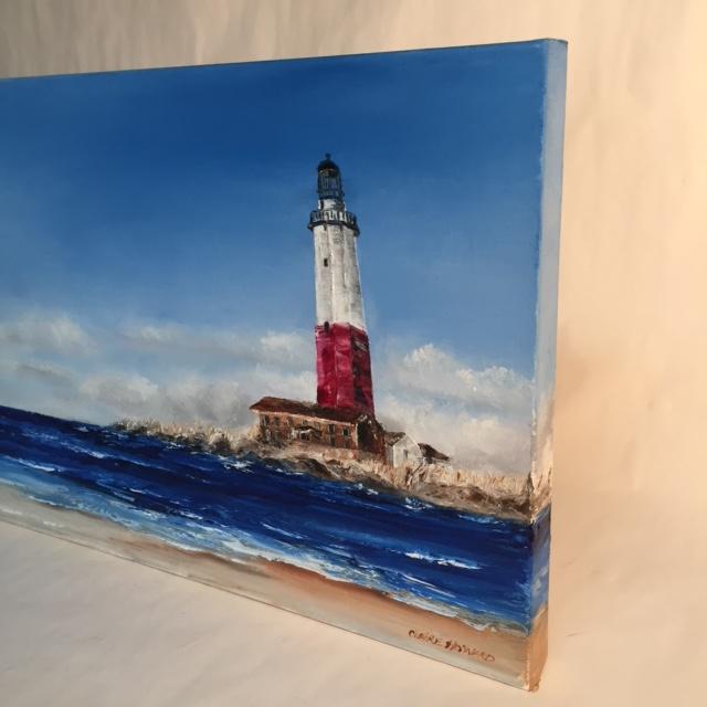 Commissioned Art | Original Oil Painting | Ocean and Lighthouse | Claire Howard | Single Horizontal Painting | 15 by 31 Inches-Oil Painting-Sterling-and-Burke
