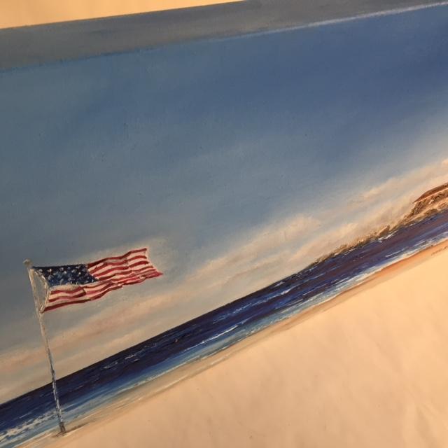 Commissioned Art | Original Oil Painting | Ocean and Lighthouse | Claire Howard | Single Horizontal Painting | 15 by 31 Inches-Oil Painting-Sterling-and-Burke