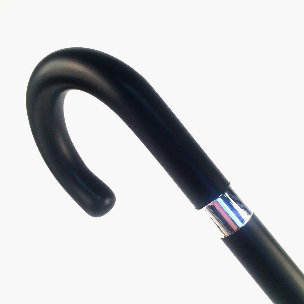 Black Walking Stick Crook Handle Cane | Elegant Cane with Sterling Silver Band | Sterling and Burke-Walking Stick-Sterling-and-Burke