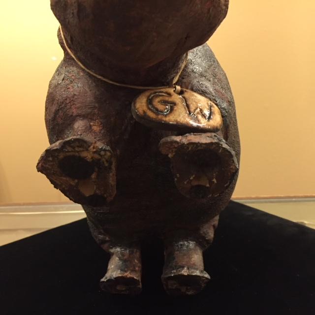 Ceramic | Large GW Hippo with Translucent Celadon Green Eyes by Trinka Roeckelein | 16" x 7"-Ceramics-Sterling-and-Burke