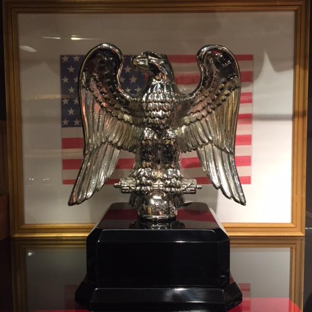 Patriotic Antique American Flag Eagle | Silver Plated Flag Topper | 7 " US Eagle | Business Gift-Antique Artifact-Sterling-and-Burke