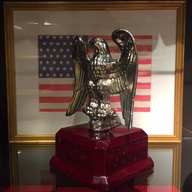 Patriotic Antique American Flag Eagle | Silver Plated Flag Topper | 7 " US Eagle | Business Gift-Antique Artifact-Sterling-and-Burke
