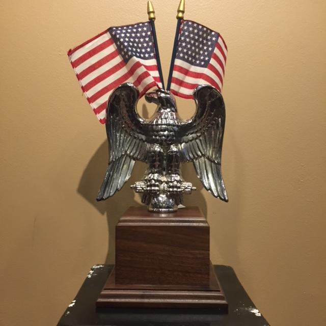 Patriotic Antique American Flag Eagle | Silver Plated Flag Topper | 7 " US Eagle | Business Gift-Antique Artifact-Sterling-and-Burke