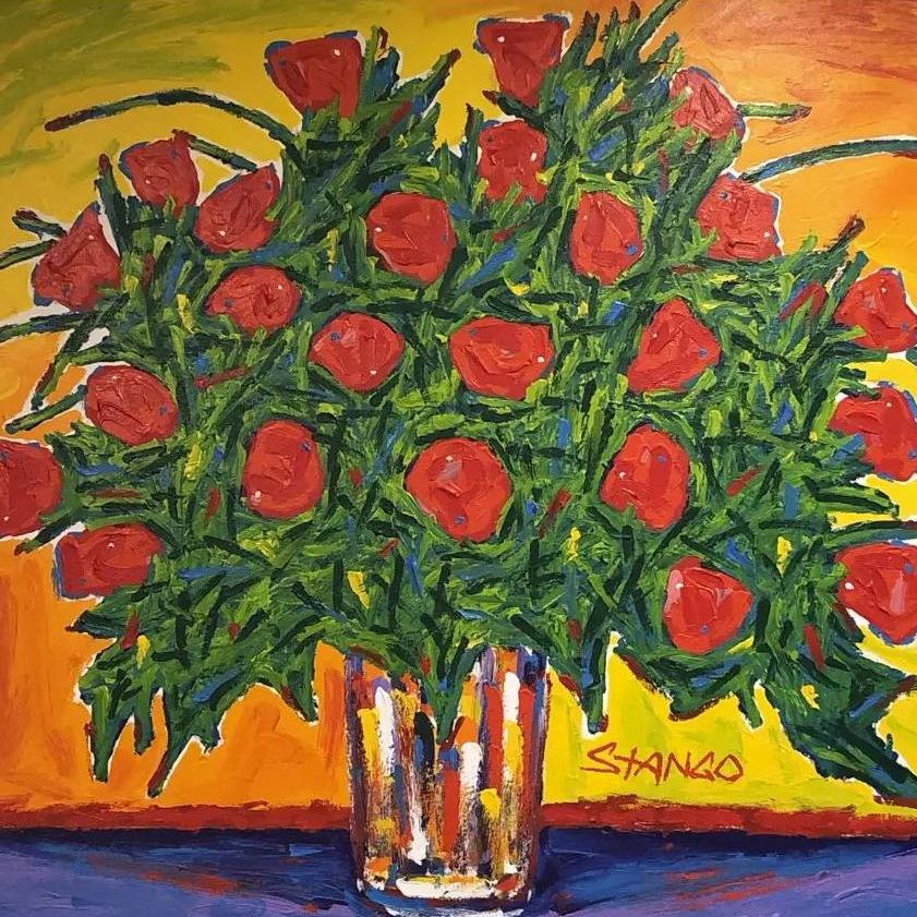 John Stango | American Red Roses Painting | USA Patriotic Artist | Washington, DC | 42 by 40"