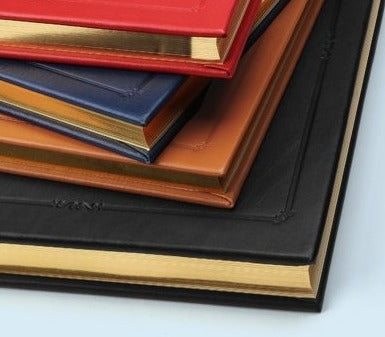 Journal Book | Hand Made in USA | 9.25 by 7 Inches | Hard Cover with Soft Goat Leather | Gilt Edges | Onyx Black