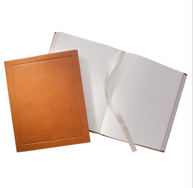 Journal Book | Hand Made in USA | 9.25 by 7 Inches | Hard Cover with Soft Goat Leather | Gilt Edges | Onyx Black