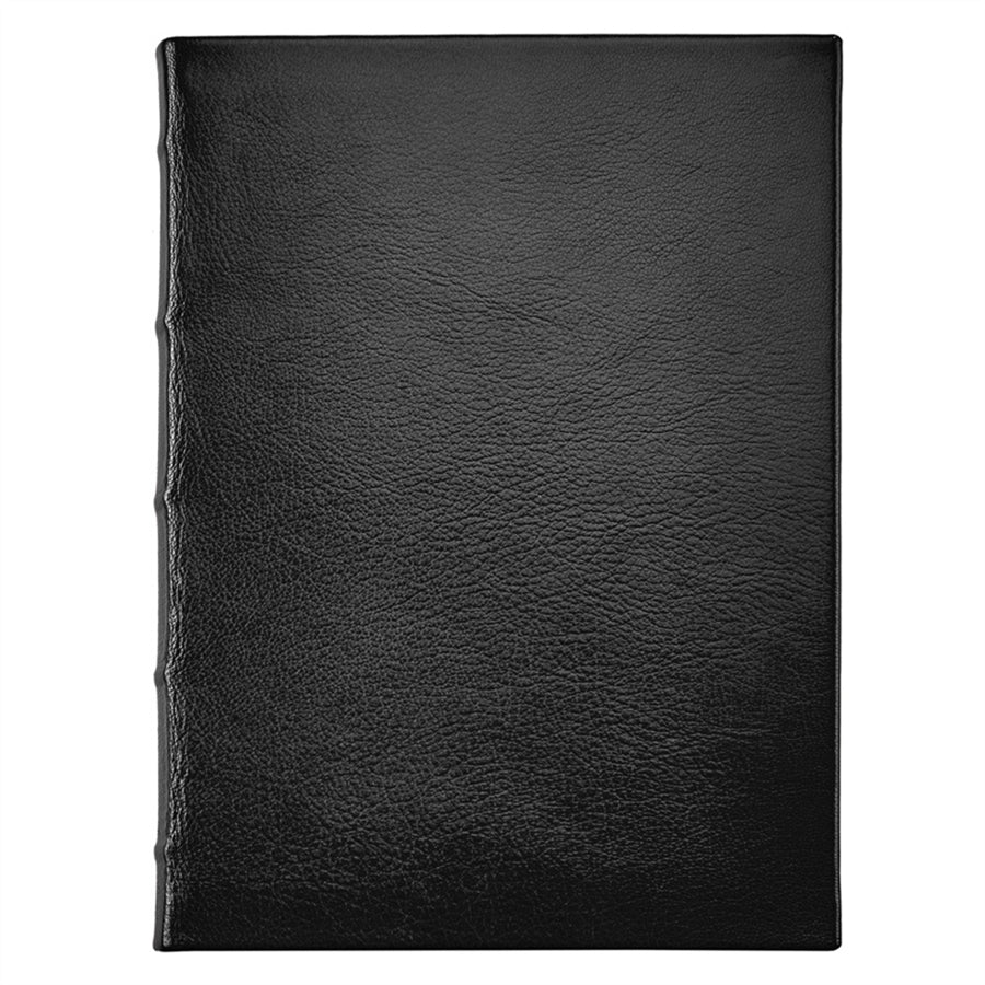 Journal Book | Hand Made in USA | 9.25 by 7 Inches | Hard Cover with Soft Goat Leather | Gilt Edges | Onyx Black