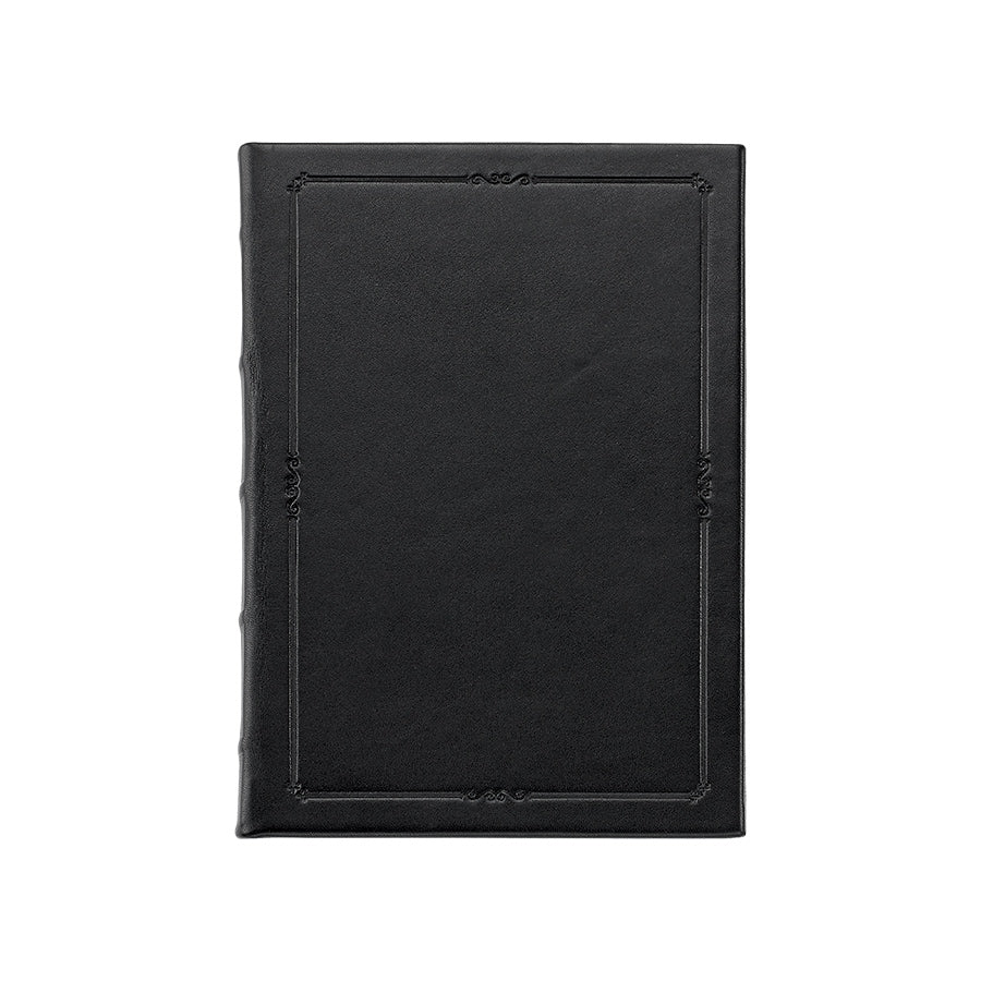 Journal Book | Hand Made in USA | 8 by 5.5 Inches | Hard Cover with Extra Tooling | Cow Hide Leather | Gilt Edges | Onyx Black