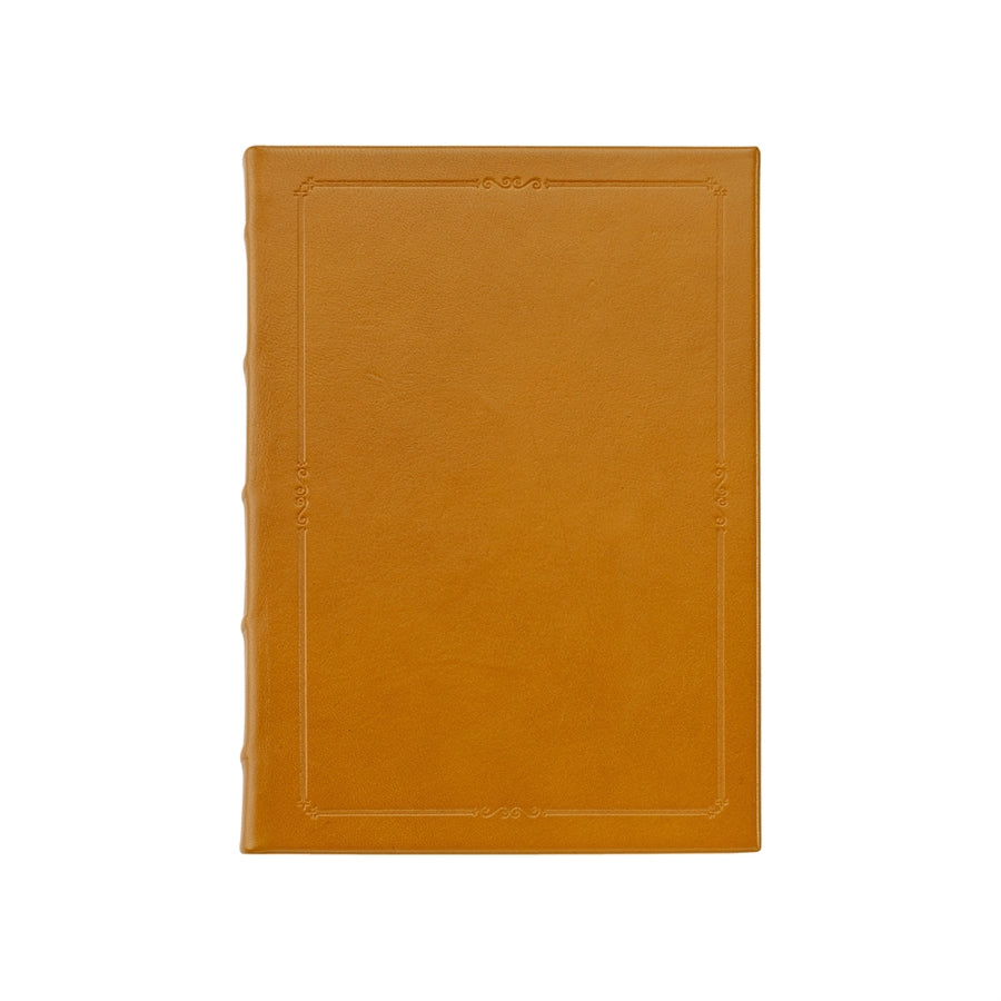 Journal Book | Hand Made in USA | 8 by 5.5 Inches | Hard Cover with Extra Tooling | Cow Hide Leather | Gilt Edges | Onyx Black