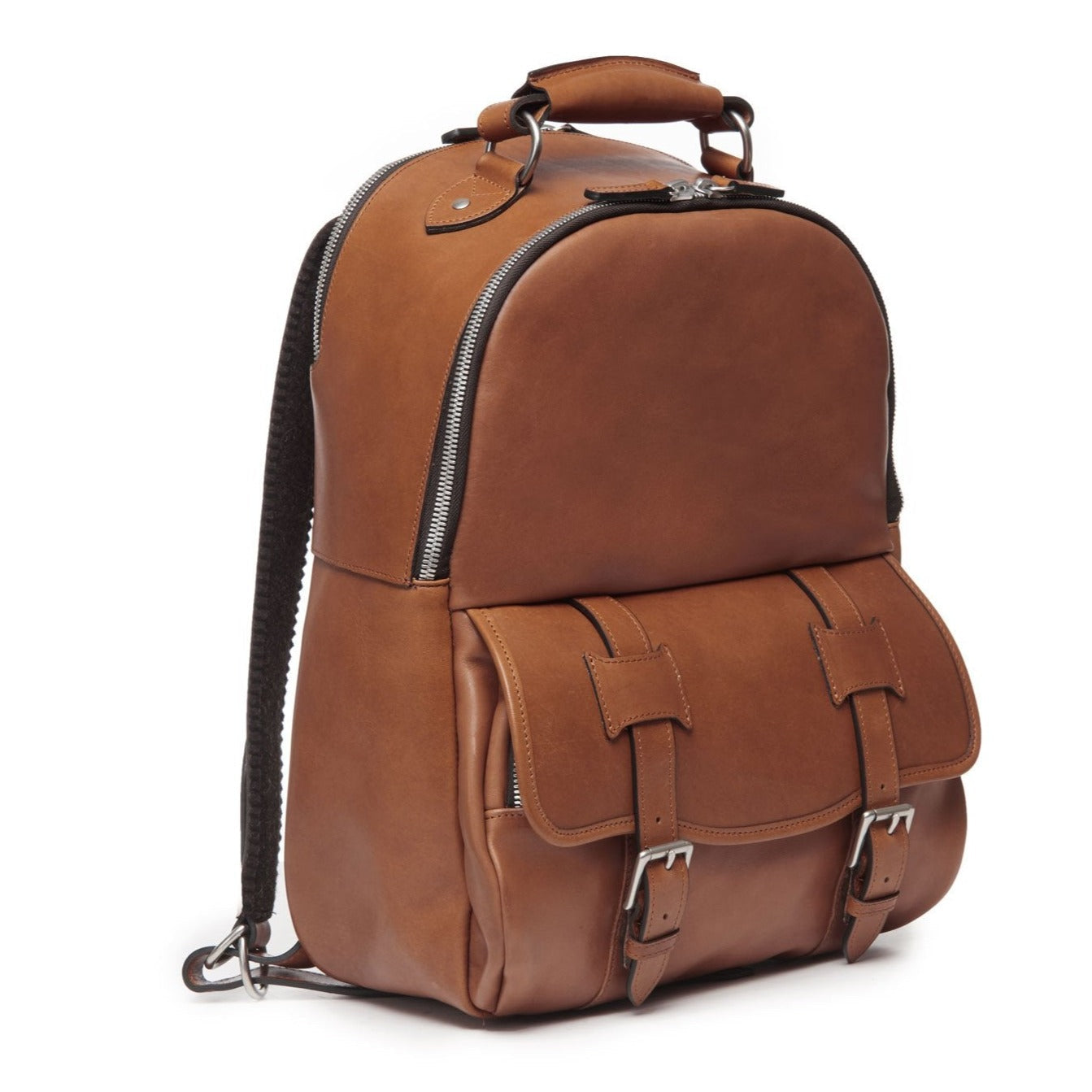 Lewis Classic 16" Leather Backpack | Tan Leather Backpack | Nickle Zippers | Korchmar