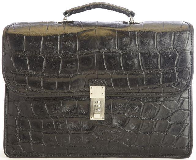 Alligator Flap Over Brief Bag Custom Production Alligator Leather Briefcase Two Section 17 Inches