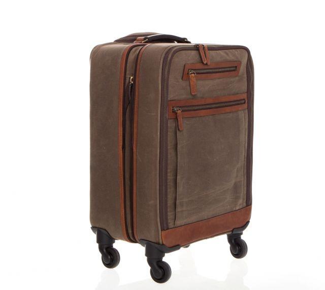 Emerson Waxed Canvas and Leather Wheeled Carry On Korchmar Leather
