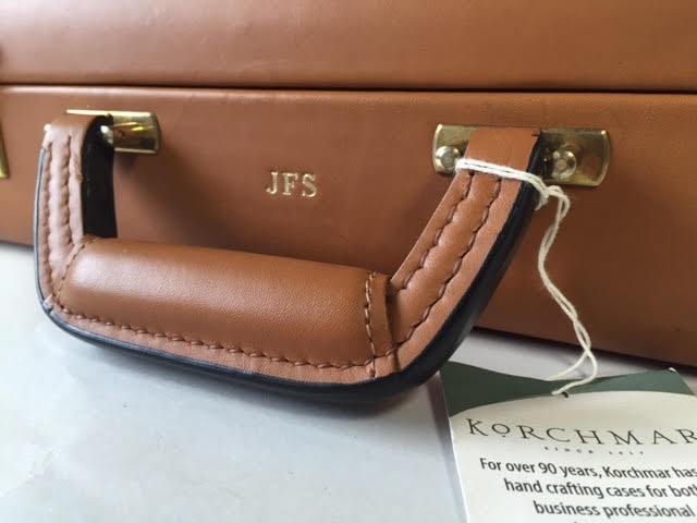 Attache Case | American Belting Leather | Monroe Classic | 4 Inch Leather Attache Brief Case | Monogram with Initials | Korchmar | Tan or Black-Attache-Sterling-and-Burke