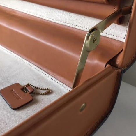 Attache Case | American Belting Leather | Monroe Classic | 4 Inch Leather Attache Brief Case | Monogram with Initials | Korchmar | Tan or Black-Attache-Sterling-and-Burke