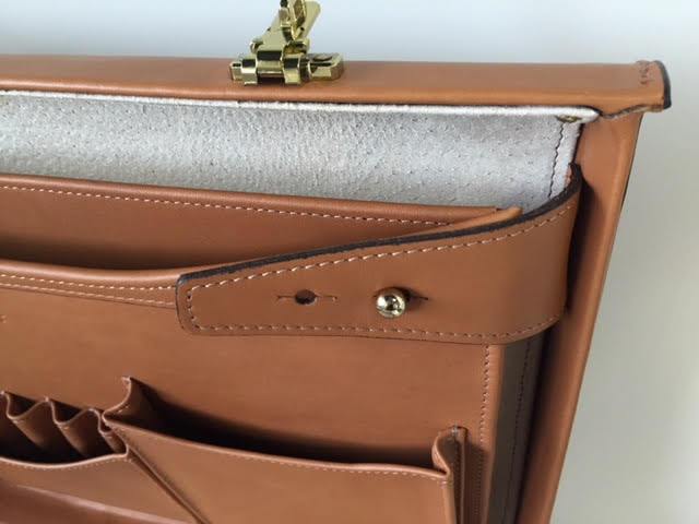 Attache Case | American Belting Leather | Monroe Classic | 4 Inch Leather Attache Brief Case | Monogram with Initials | Korchmar | Tan or Black-Attache-Sterling-and-Burke