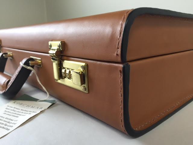 Attache Case | American Belting Leather | Monroe Classic | 4 Inch Leather Attache Brief Case | Monogram with Initials | Korchmar | Tan or Black-Attache-Sterling-and-Burke