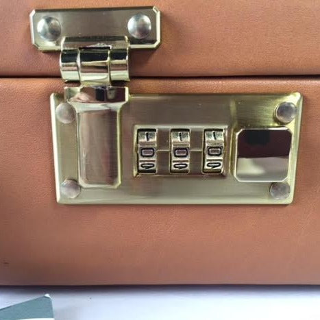 Attache Case | American Belting Leather | Monroe Classic | 4 Inch Leather Attache Brief Case | Monogram with Initials | Korchmar | Tan or Black-Attache-Sterling-and-Burke