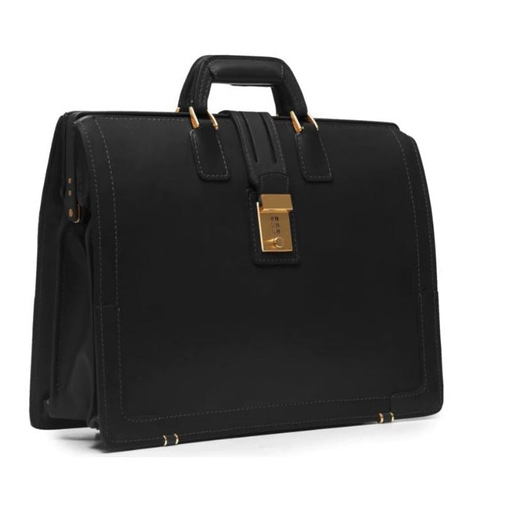Churchill | Classic Top Frame Leather | Korchmar Lawyers Briefcase | Black and Tan