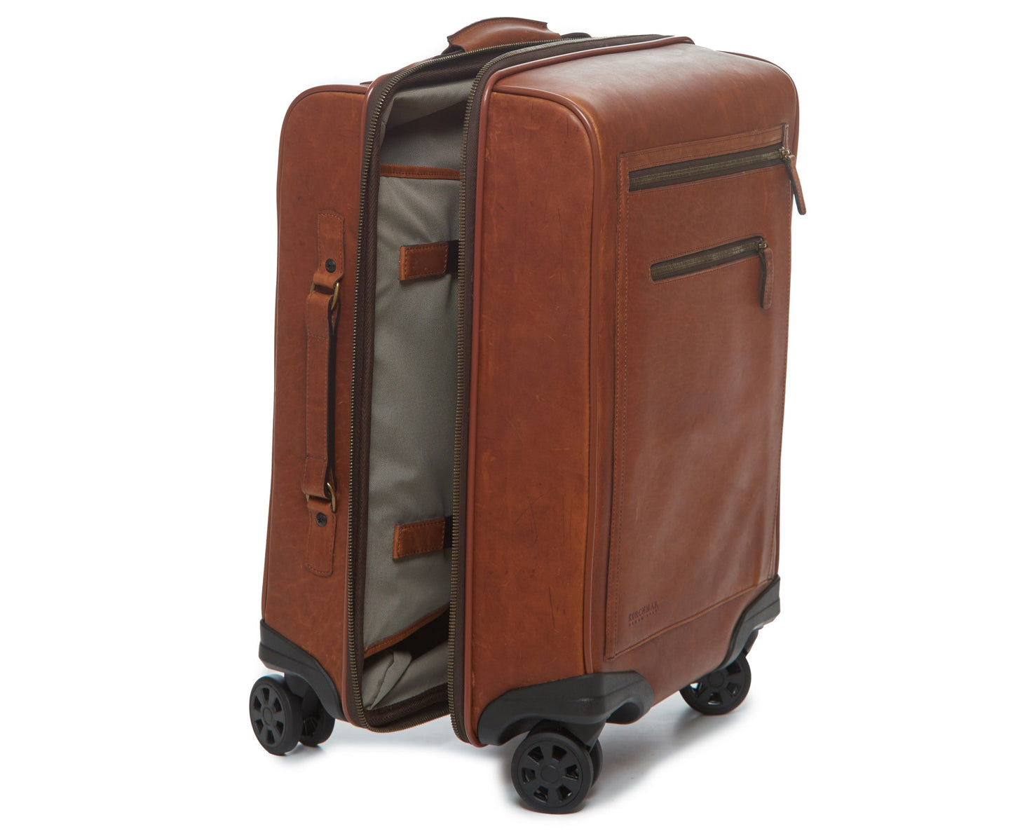 Leather Luggage | Hudson Leather Wheeled Luggage | Korchmar Leather | Initials Included