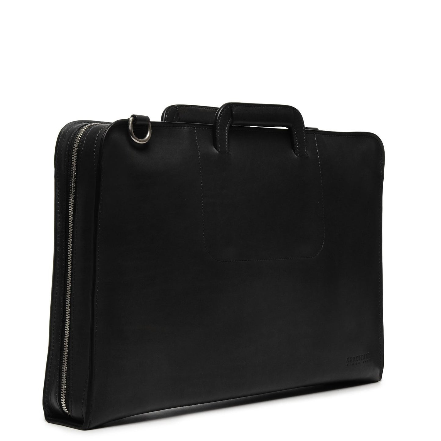 The Jackson 17" Leather Brief Bag with Zipper | Full Grain Leather | Korchmar | London Tan Leather with Nickel Fittings