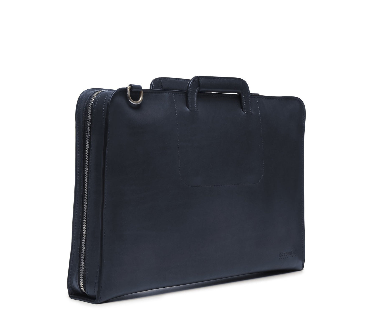 The Jackson 17" Leather Brief Bag with Zipper | Full Grain Leather | Korchmar | London Tan Leather with Nickel Fittings