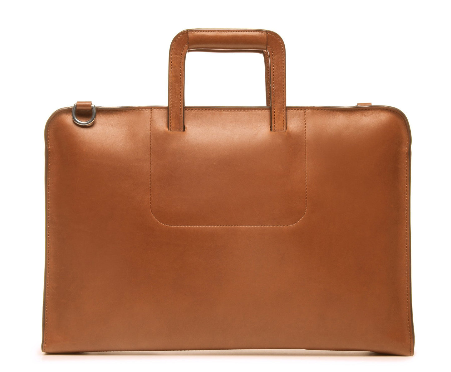 The Jackson 17" Leather Brief Bag with Zipper | Full Grain Leather | Korchmar | London Tan Leather with Nickel Fittings
