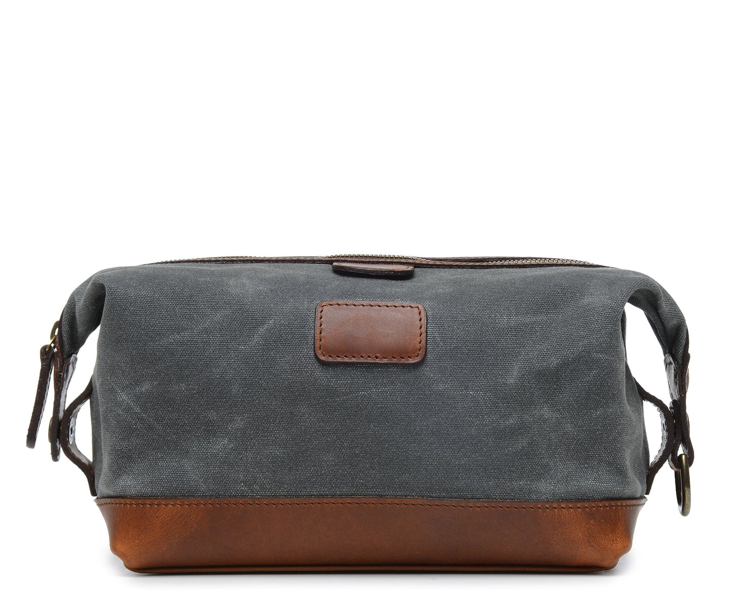 Ryder | Waxed Cotton Canvas Dopp Kit | Zipper Toilet Kit | Travel Bag with Leather Trim | Korchmar