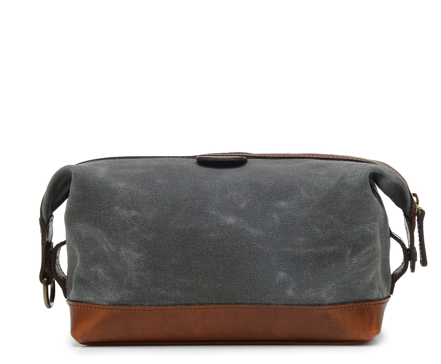 Ryder | Waxed Cotton Canvas Dopp Kit | Zipper Toilet Kit | Travel Bag with Leather Trim | Korchmar