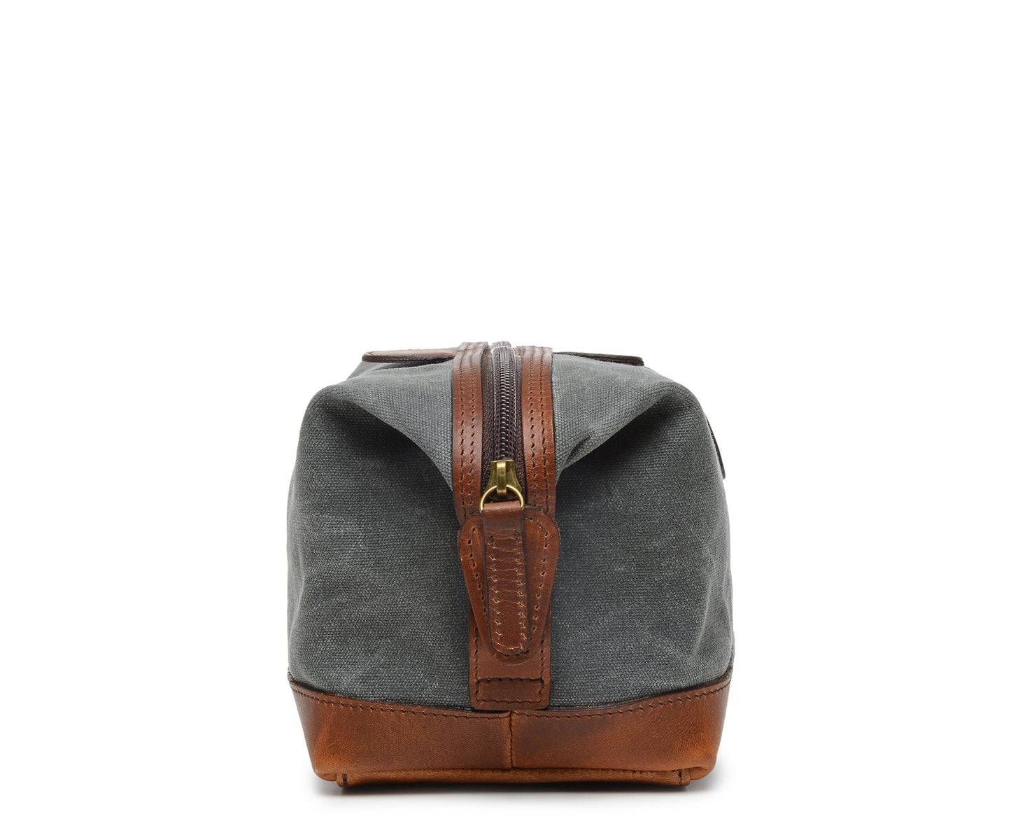Ryder | Waxed Cotton Canvas Dopp Kit | Zipper Toilet Kit | Travel Bag with Leather Trim | Korchmar