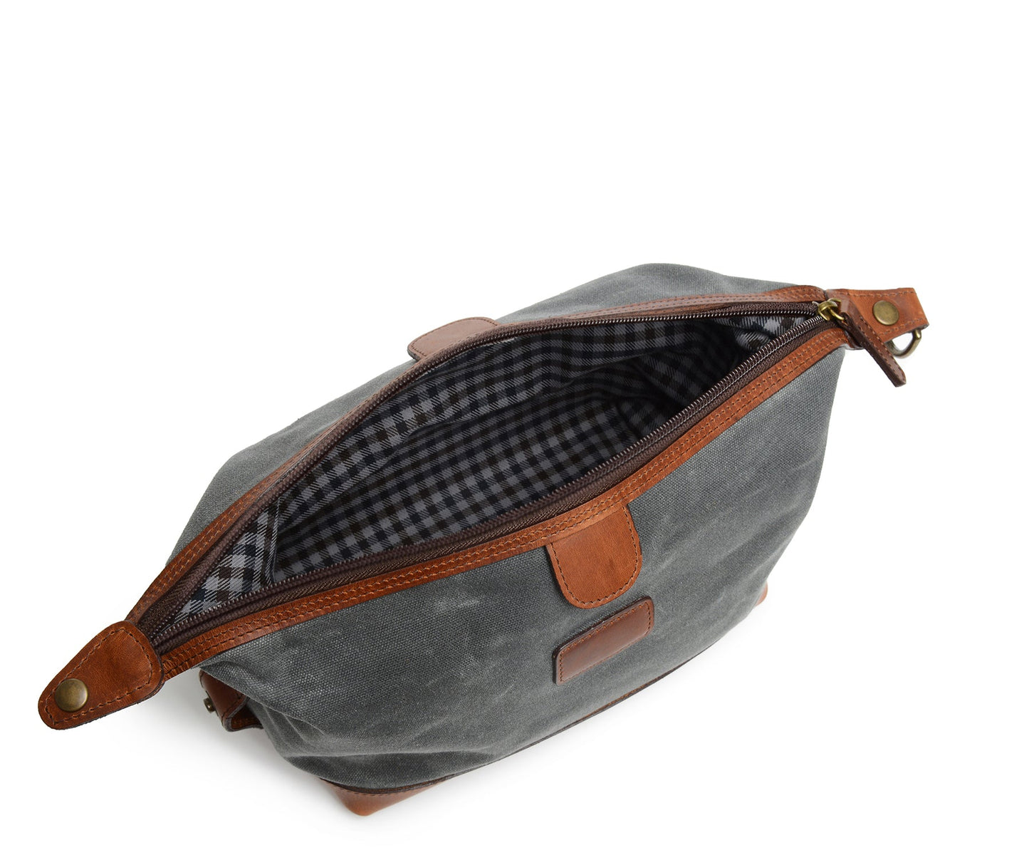 Ryder | Waxed Cotton Canvas Dopp Kit | Zipper Toilet Kit | Travel Bag with Leather Trim | Korchmar