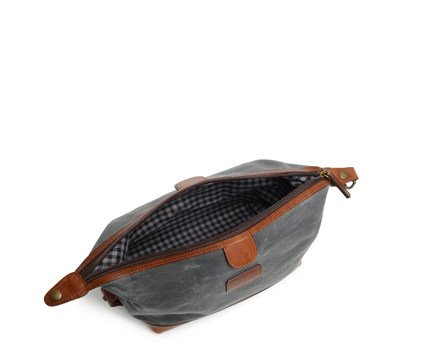 Ryder | Waxed Cotton Canvas Dopp Kit | Zipper Toilet Kit | Travel Bag with Leather Trim | Korchmar