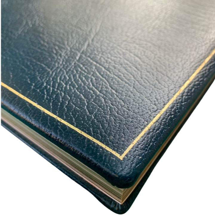 Special Order Leather Guest Book | Navy Blue Buffalo Calf | THE FABIANS | Love, Debbi & Howard