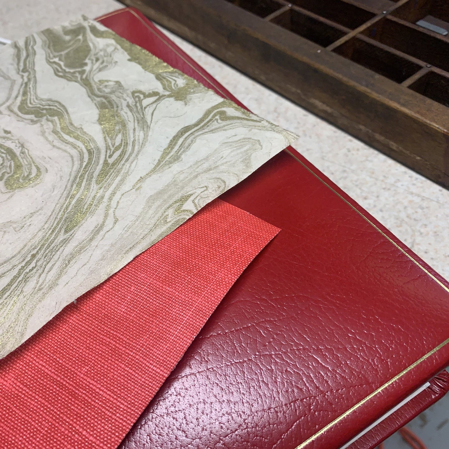 Bespoke Clamshell Archival Box | Leather Custom Box to Fit Special Red Photo Album | Made in USA | Charing Cross