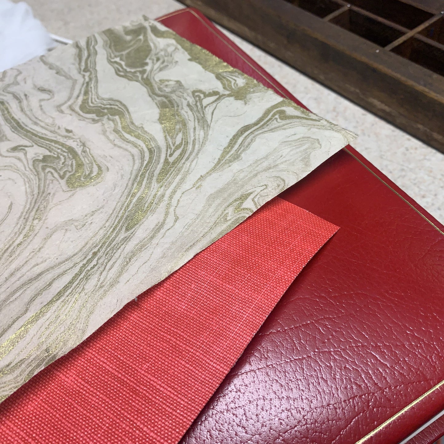 Bespoke Clamshell Archival Box | Red Linen Book Cloth Custom Box to Fit Special Red Photo Album | Made in USA | Charing Cross