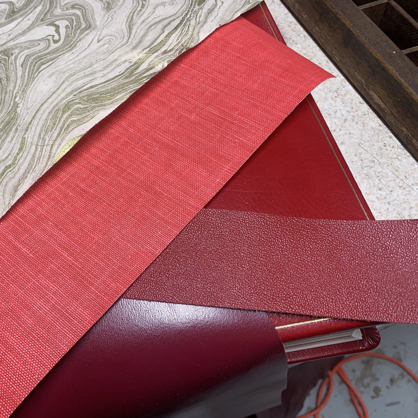 Bespoke Clamshell Archival Box | Leather Custom Box to Fit Special Red Photo Album | Made in USA | Charing Cross