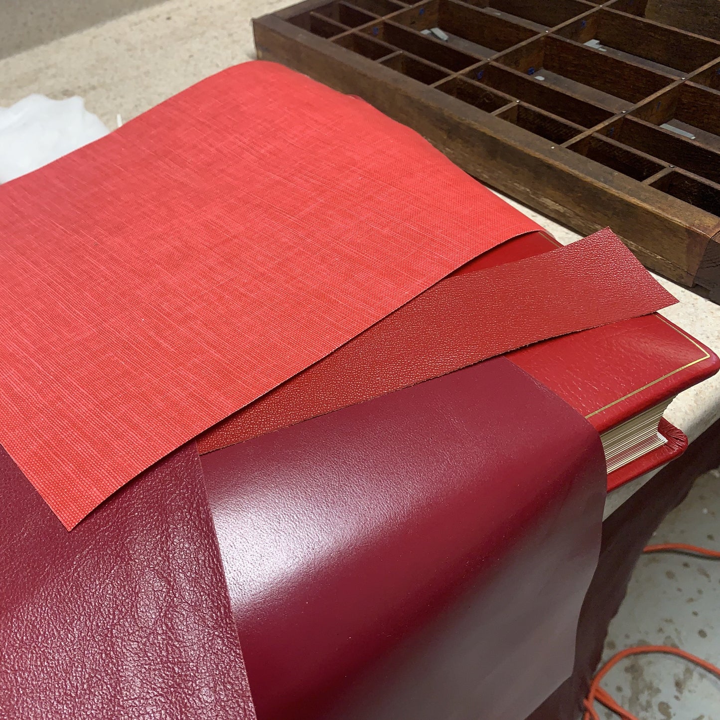 Bespoke Clamshell Archival Box | Leather Custom Box to Fit Special Red Photo Album | Made in USA | Charing Cross