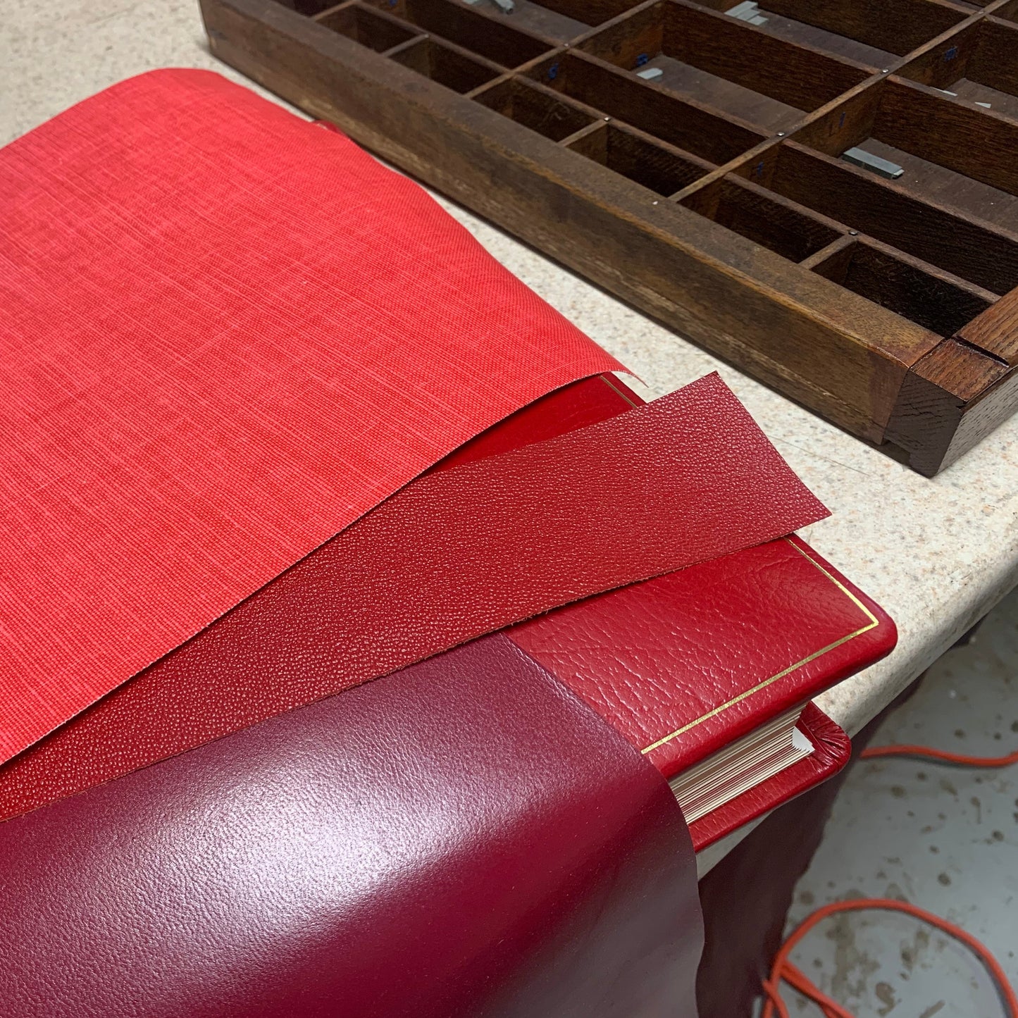 Bespoke Clamshell Archival Box | Leather Custom Box to Fit Special Red Photo Album | Made in USA | Charing Cross