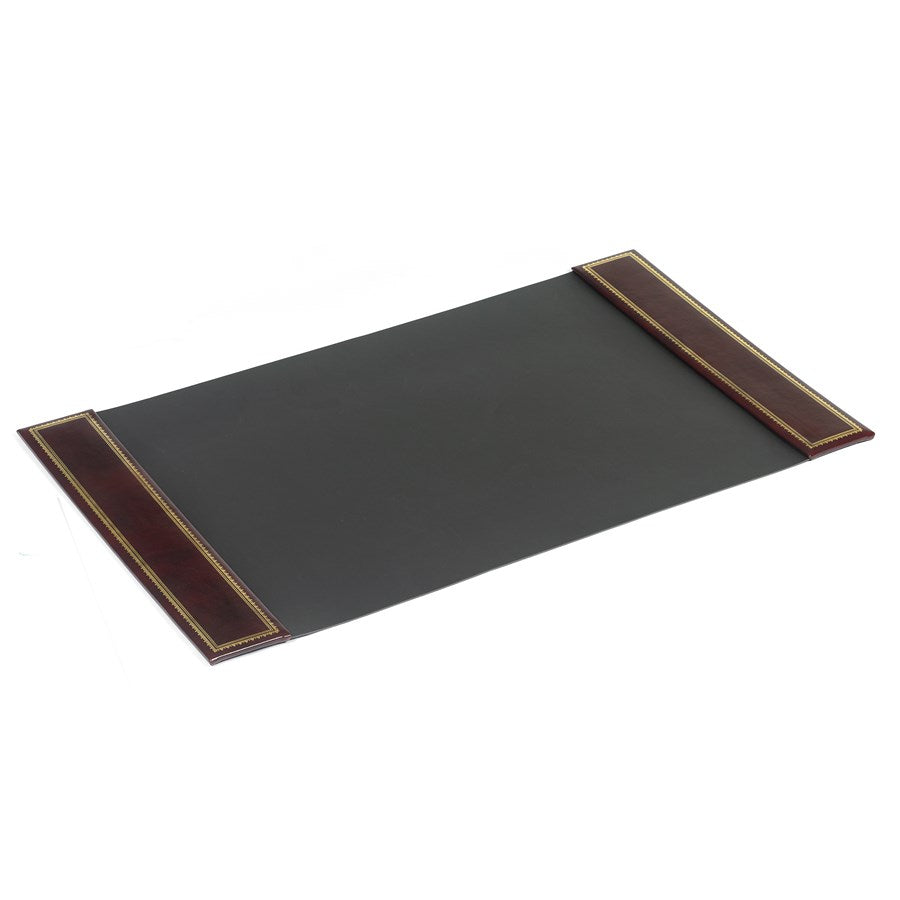 Burgundy Leather Desk Accessories with Decorative Gold Tooling | Hand Made in USA | Individual Luxury Leather Desk Accessories with Fancy Gold Tooling