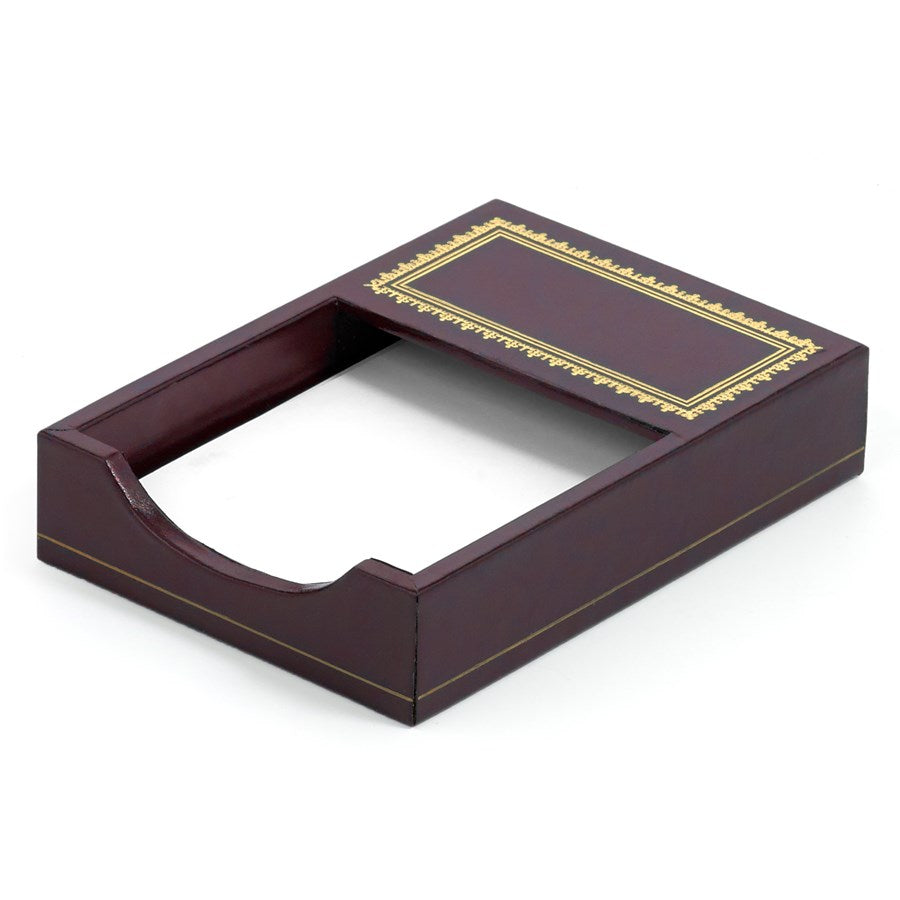 Burgundy Leather Desk Accessories with Decorative Gold Tooling | Hand Made in USA | Individual Luxury Leather Desk Accessories with Fancy Gold Tooling