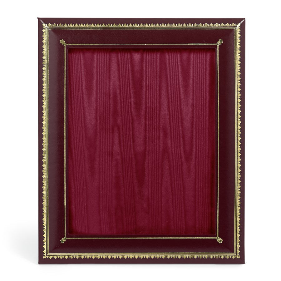 Burgundy Leather Desk Accessories with Decorative Gold Tooling | Hand Made in USA | Individual Luxury Leather Desk Accessories with Fancy Gold Tooling