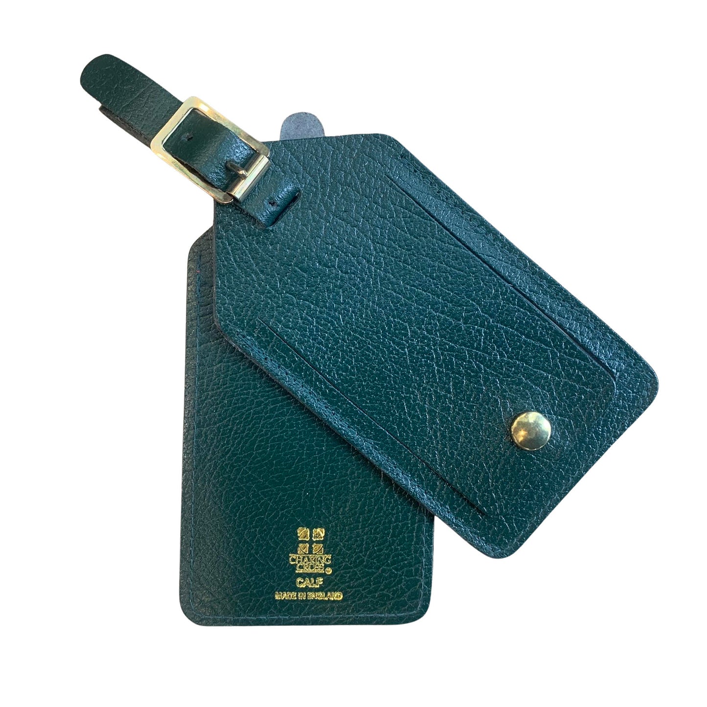 Leather Luggage Tag | Buffalo Embossed and Smooth Calf Luggage Tag | Made in England | Red, Green, Blue Leather | Charing Cross