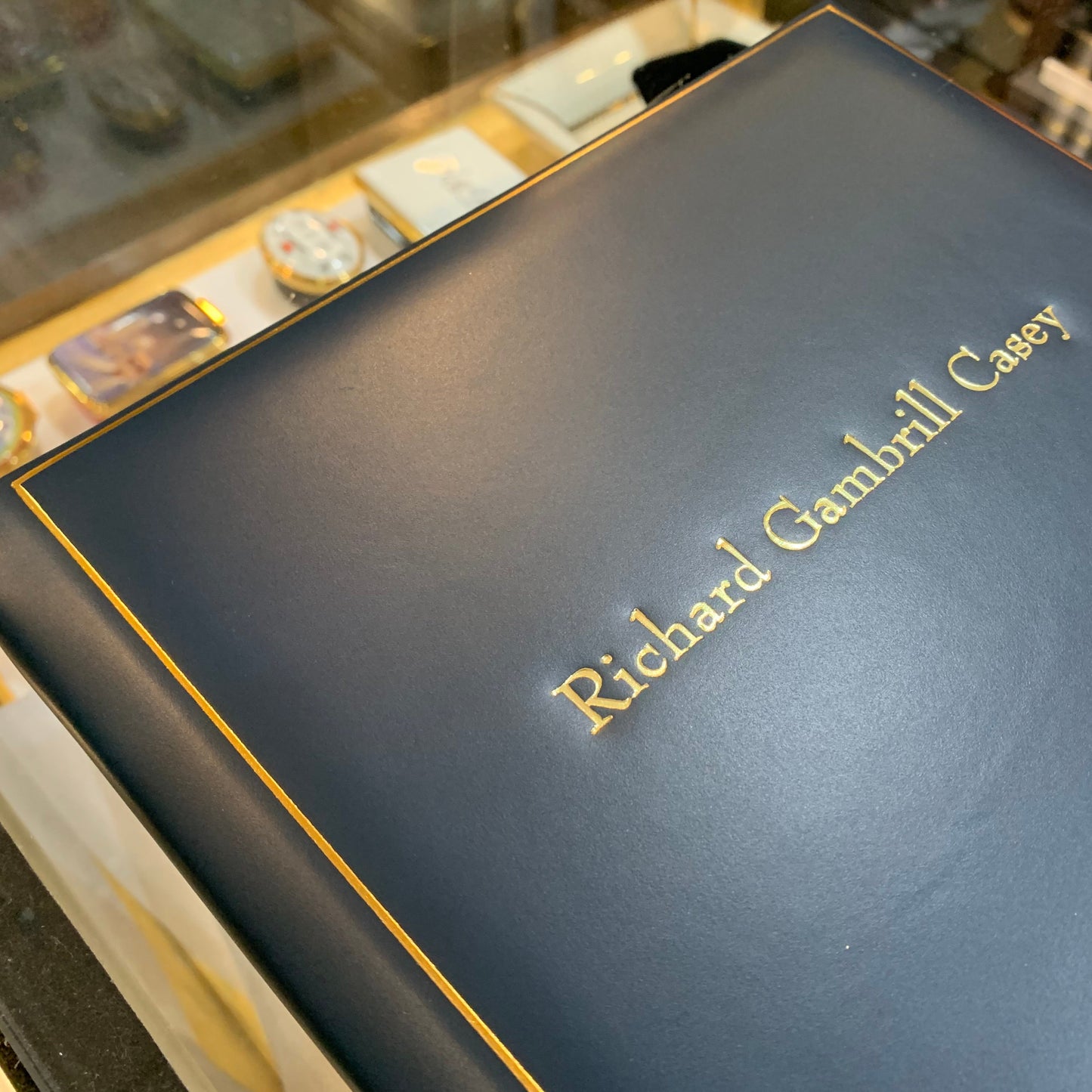 Remberance Book | Richard Gambrill Casey | Navy Calf with Gold Filet | Made in England | Charing Cross Leather