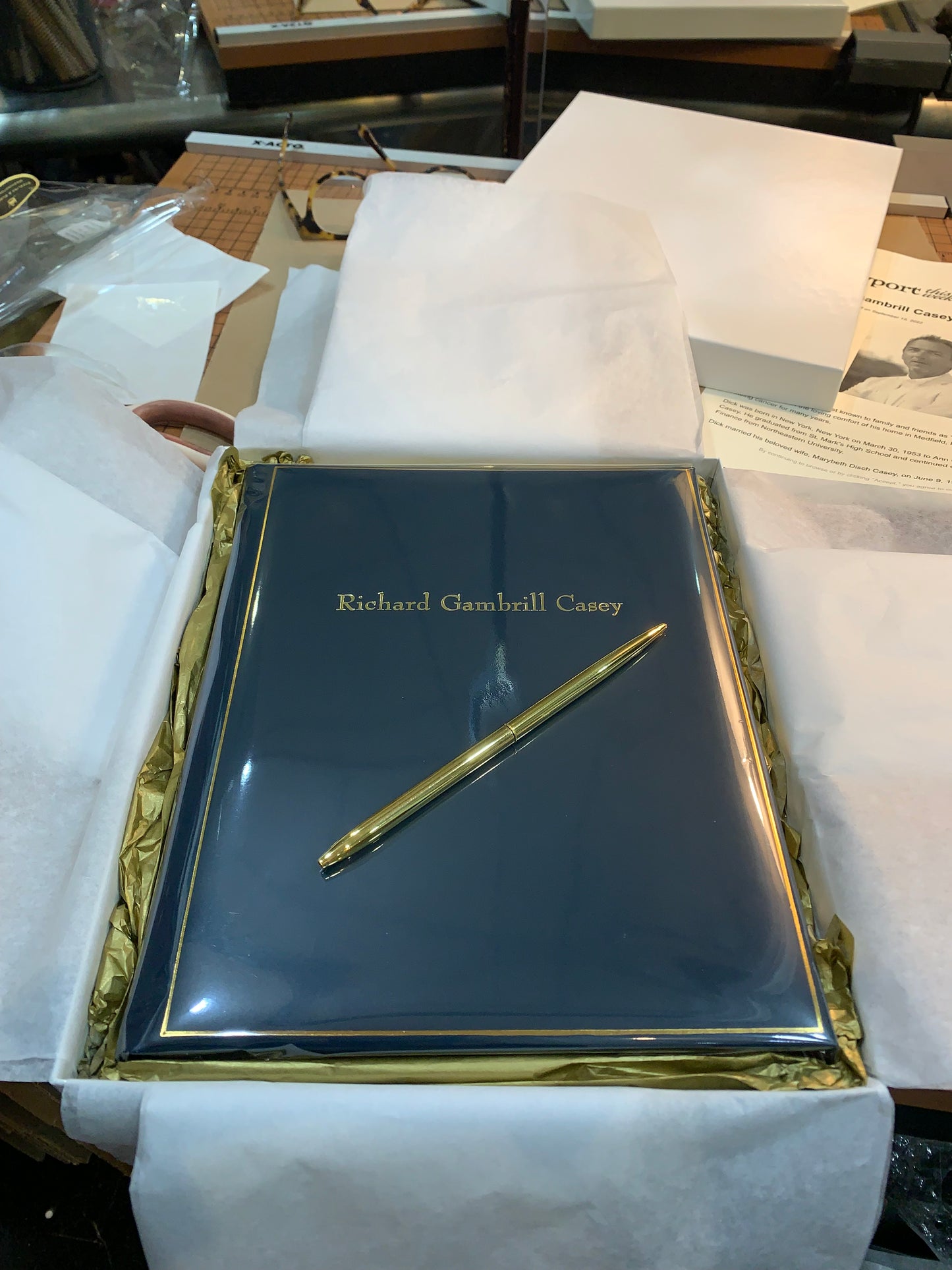 Remberance Book | Richard Gambrill Casey | Navy Calf with Gold Filet | Made in England | Charing Cross Leather