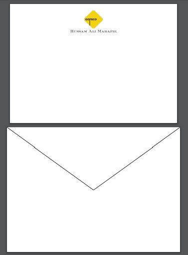 Marafie Proof | Bespoke Stationery | Large / Executive Correspondence Card and Envelope Set | Correspondence Card with Two Colour Logo and Text and Blank Envelope | Hand Engraved | Sterling and Burke Ltd-Custom Stationery-Sterling-and-Burke